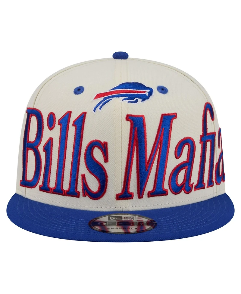 New Era Men's Cream Buffalo Bills Bills Mafia Oversized Slogan 9FIFTY Snapback Hat