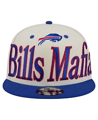 New Era Men's Cream Buffalo Bills Bills Mafia Oversized Slogan 9FIFTY Snapback Hat