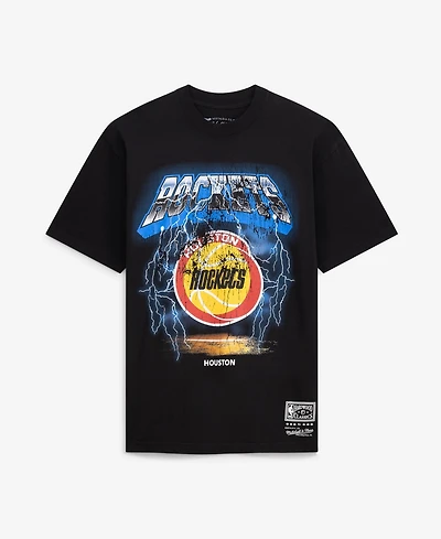 Mitchell & Ness Men's Black Houston Rockets Lightning T-Shirt