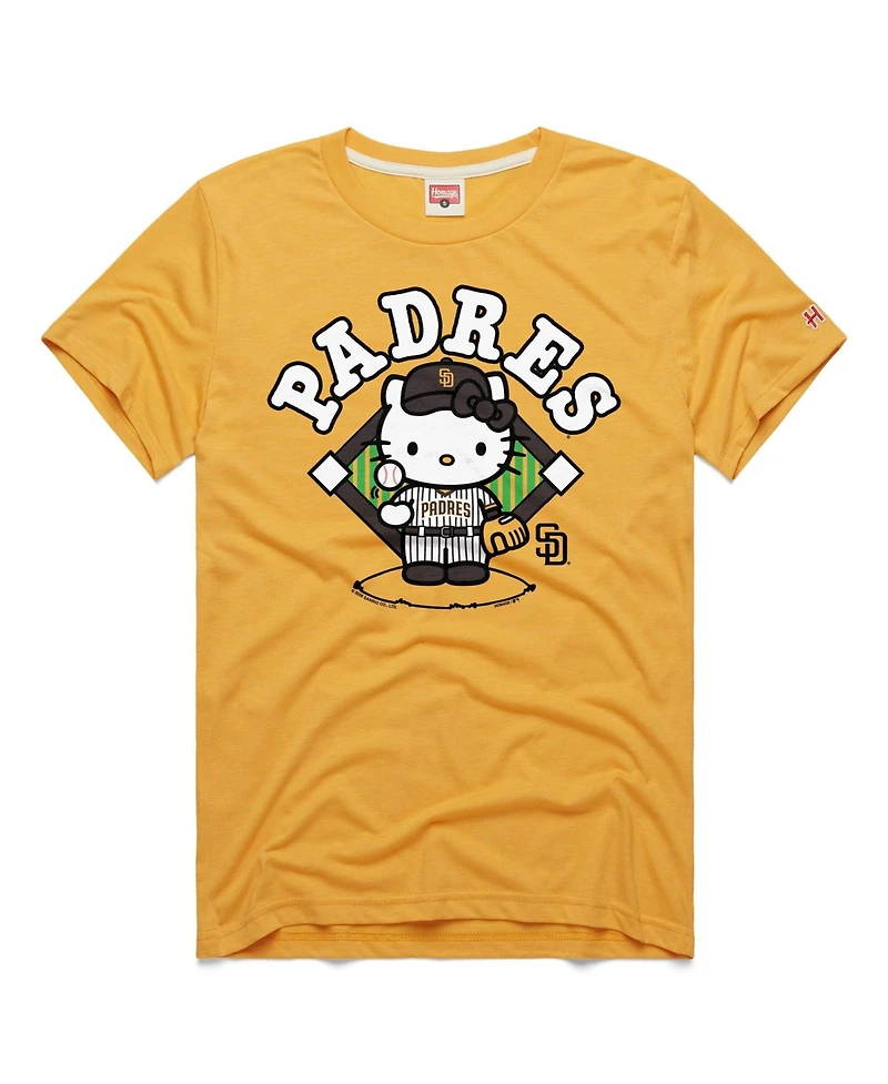 Homage Men's and Women's Gold San Diego Padres Hello Kitty Tri-Blend T-Shirt