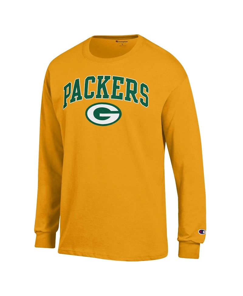 Champion Men's Gold Green Bay Packers Arch Over Logo Long Sleeve T-Shirt