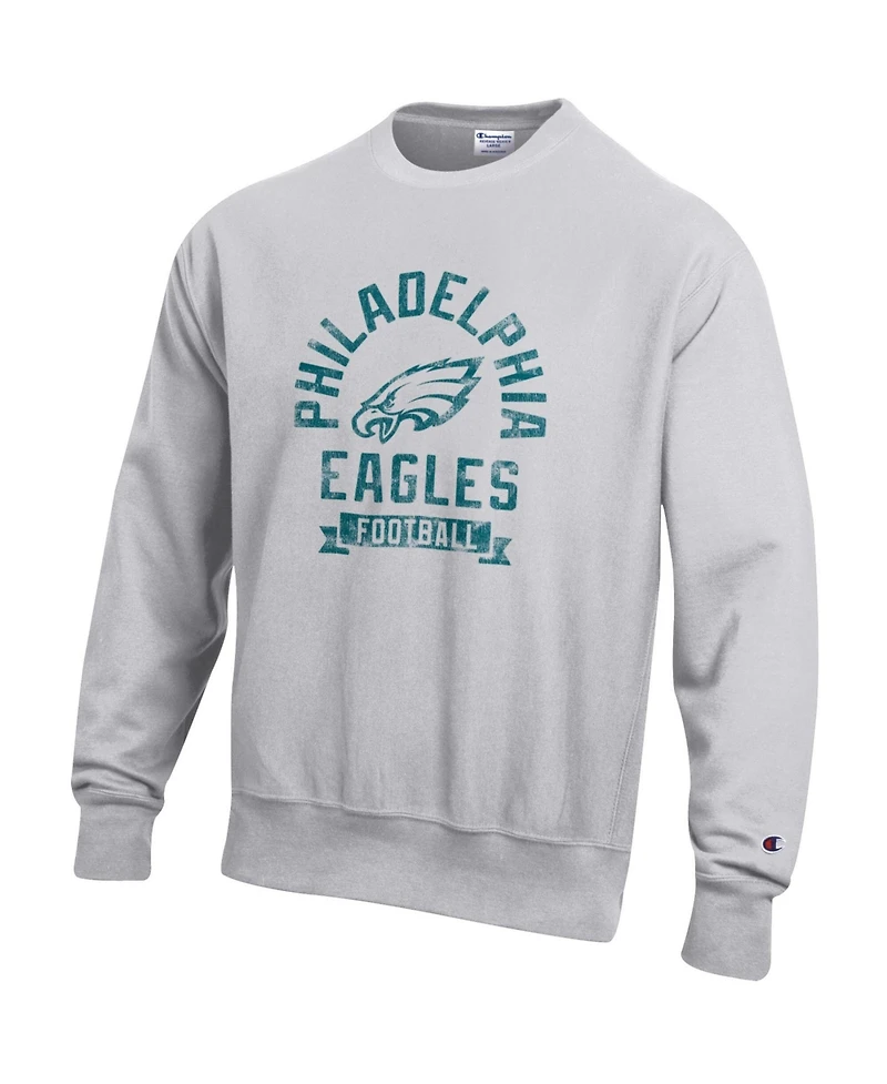 Champion Men's Heather Gray Philadelphia Eagles Reverse Weave Fleece Pullover Sweatshirt