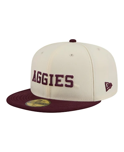 New Era Men's Cream/Maroon Texas A M Aggies Two-Tone Script 59FIFTY Fitted Hat