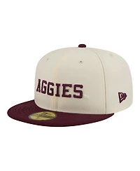 New Era Men's Cream/Maroon Texas A M Aggies Two-Tone Script 59FIFTY Fitted Hat