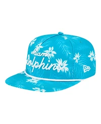 New Era Men's Aqua Miami Dolphins Palm Print A-Frame 9FIFTY Snapback Hat