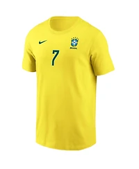 Nike Men's Vini Jr. Yellow Brazil National Team Name Number T-Shirt