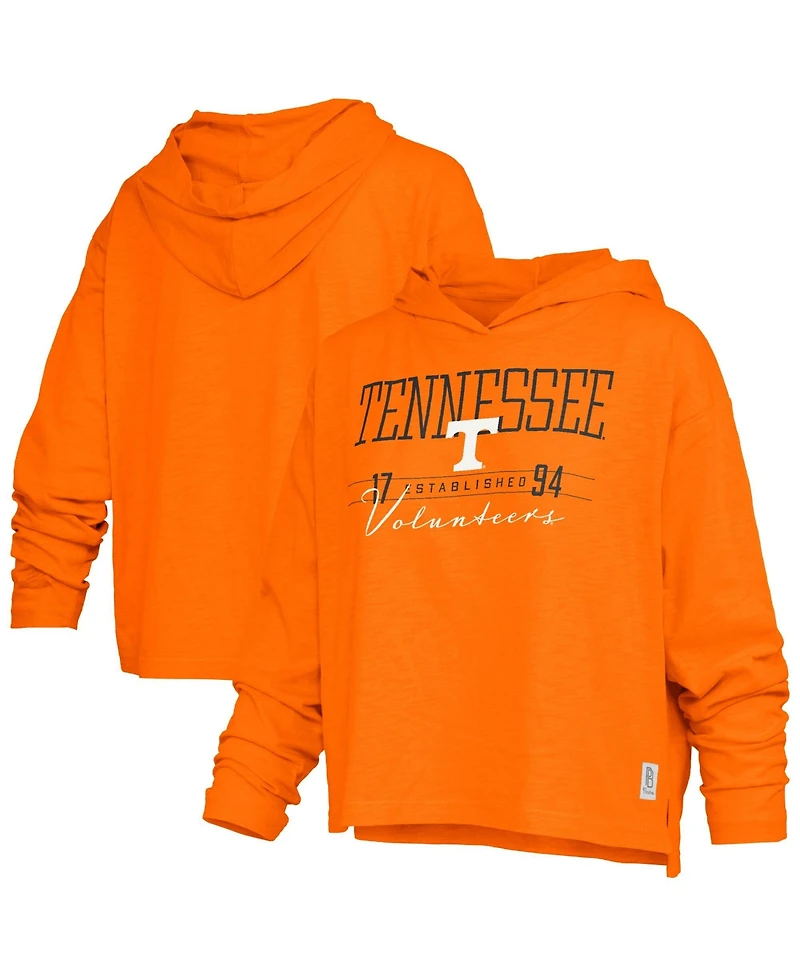 Pressbox Women's Tennessee Orange Volunteers Castillo Slub Waist Length Long Sleeve Hooded T-Shirt