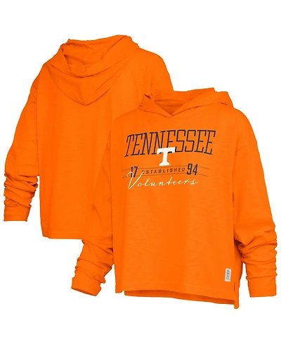 Pressbox Women's Tennessee Orange Volunteers Castillo Slub Waist Length Long Sleeve Hooded T-Shirt