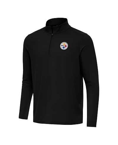 Antigua Men's Black Pittsburgh Steelers Intent Quarter-Zip Pullover Sweatshirt