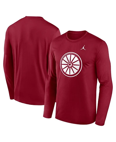 Jordan Men's Crimson Oklahoma Sooners Primetime Alternate Logo Legend Performance Long Sleeve T-Shirt