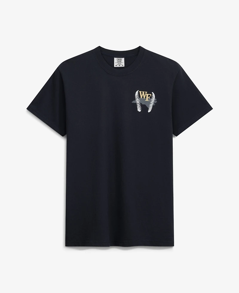 Image One Men's Black Wake Forest Demon Deacons Drawn Mascot Baseball T-Shirt