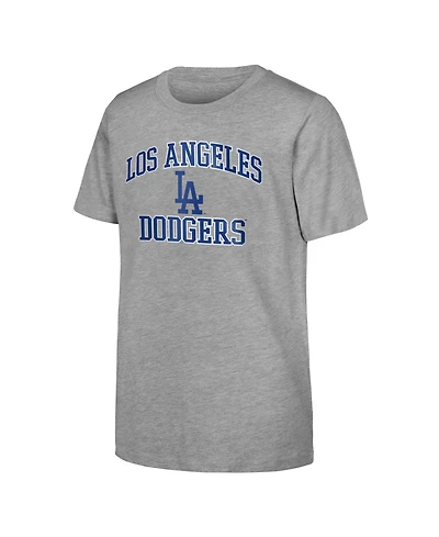 Outerstuff Big Boys and Girls Heather Gray Los Angeles Dodgers Heart Soul T-Shirt