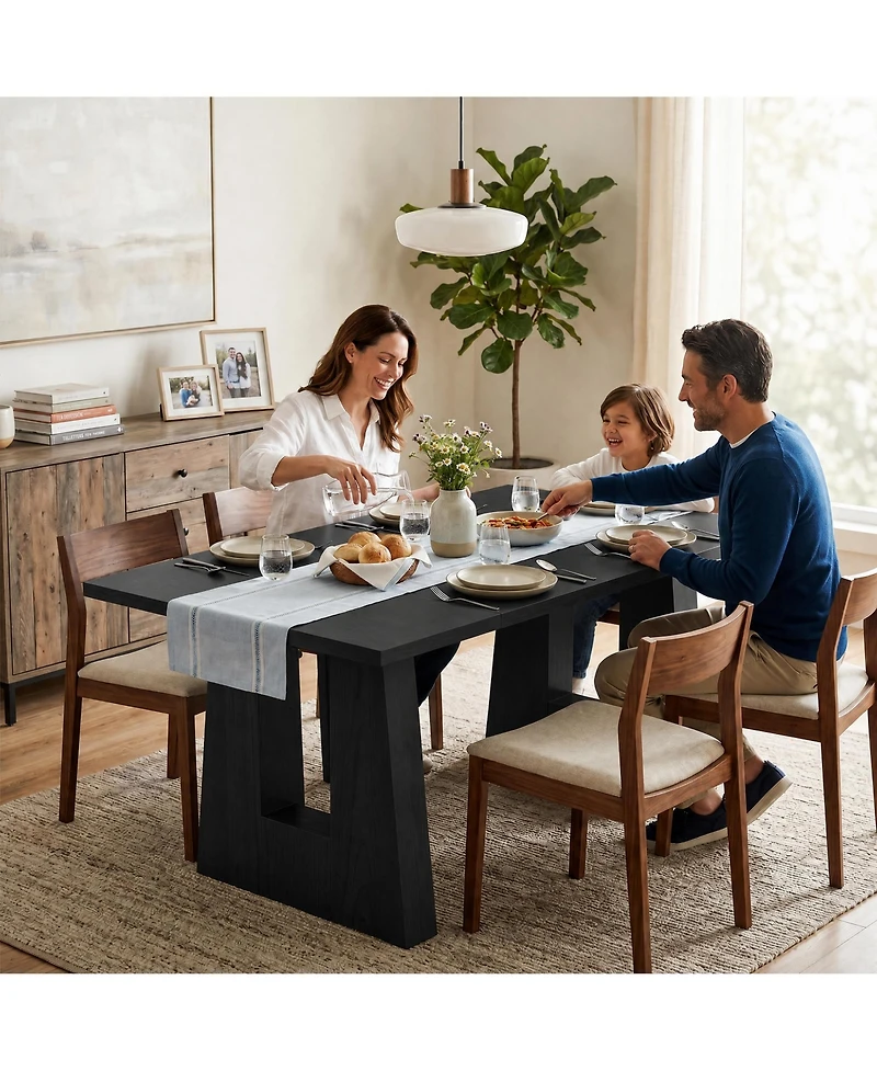 gaomon Dining Table for 4-6 People, Modern Kitchen Table, Mid-Century with Leg Base, Wood Room Easy Assembly