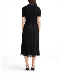 Ellen Tracy Women's Short Sleeve Twofer Dress with Pleated Skirt