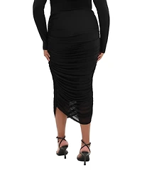 City Chic Plus Anastasia High-Waisted Ruched Midi Skirt