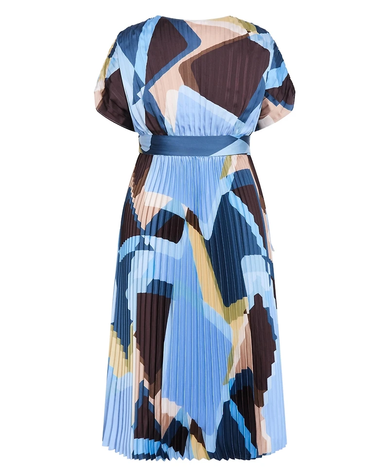 City Chic Women's Plus Hailey Geo Abstract Print Pleat Dress