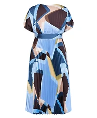 City Chic Women's Plus Hailey Geo Abstract Print Pleat Dress