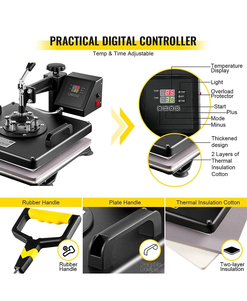 Sevorley 8-in-1 Heat Press Sublimation Machine with 53-inch Vinyl Cutter Plotter