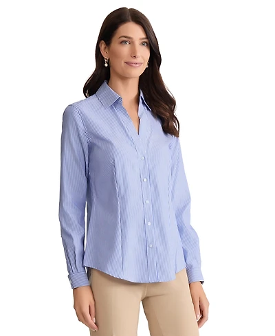Jones New York Petite Easy Care Button-Up Long-Sleeve Blouse