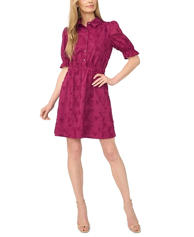 CeCe Women's Short-Sleeve Mini Shirt Dress with Elastic Waist