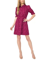 CeCe Women's Short-Sleeve Mini Shirt Dress with Elastic Waist
