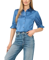 CeCe Women's Collared Balloon 3/4-Sleeve Button-Front Blouse