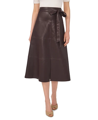 CeCe Women's High-Waisted A-Line Tie Belt Midi Skirt