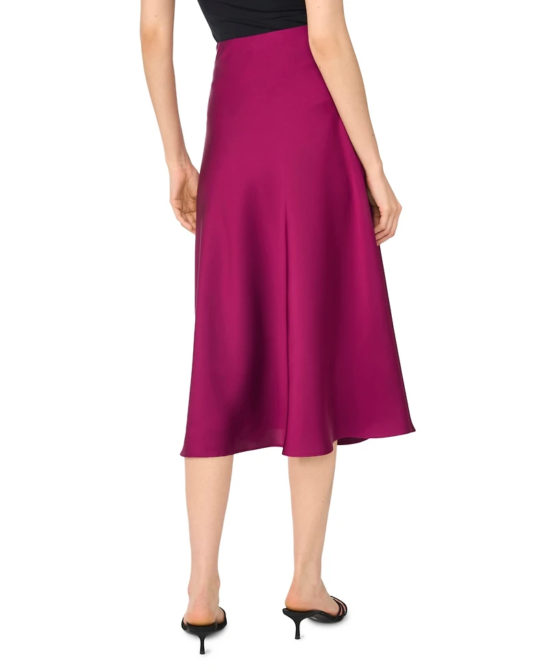 CeCe Women's A-line Side-Zip Satin Midi Skirt
