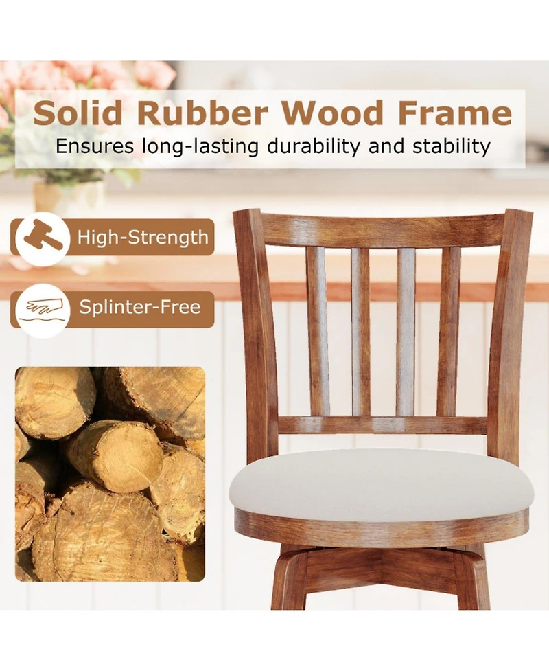 Sugift Swivel Bar Stools Set of 4 with Faux Leather Upholstered Seat