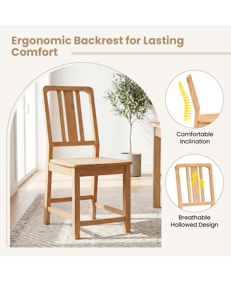 Sugift Rubber Wood Dining Chairs with Breathable Hollowed Backrest