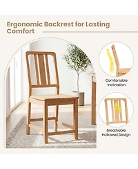 Sugift Rubber Wood Dining Chairs with Breathable Hollowed Backrest