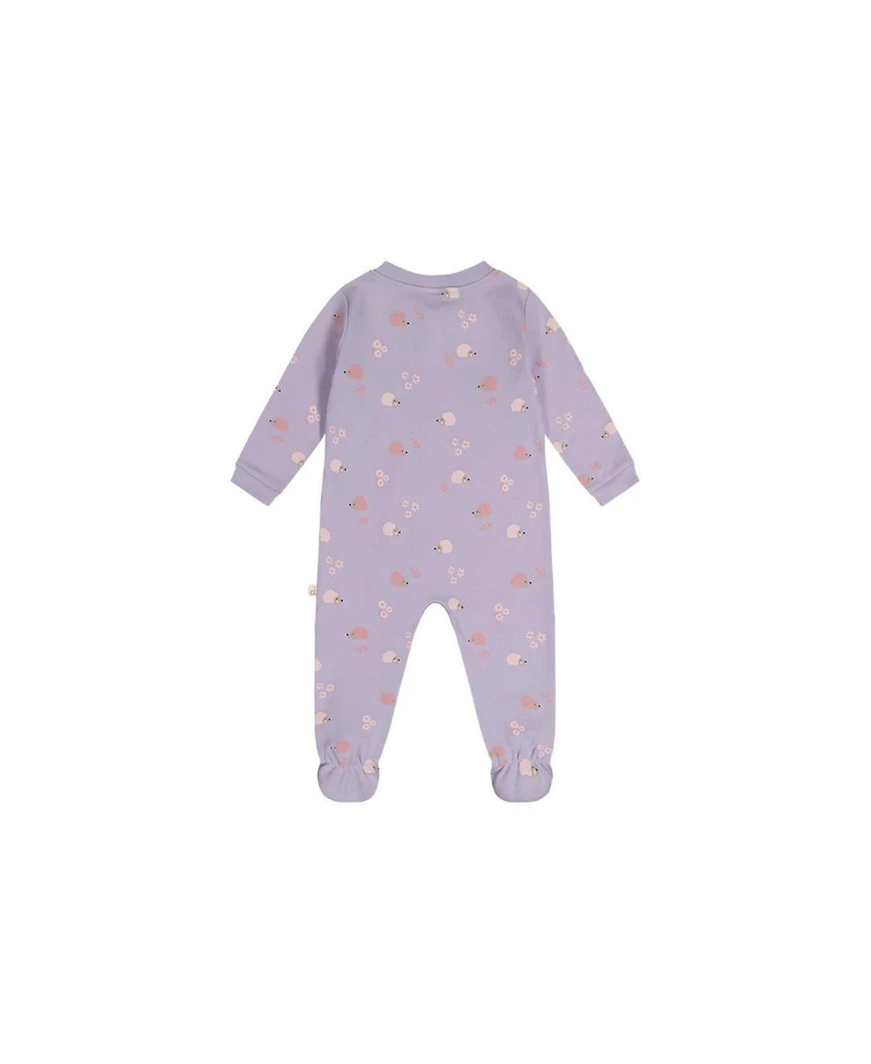 Deux par Baby Girls Cotton One Piece Pajama Purple Hedgehog Print