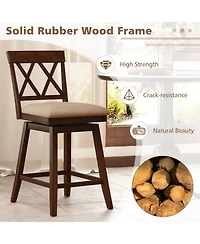 Sugift 24-Inch Counter Height Bar Stools Set of 4 with Upholstered Backrest
