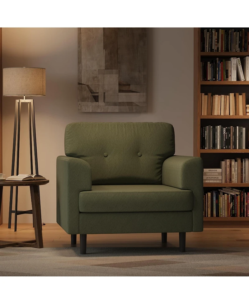 homfan Mid-Century Fabric Leisure Armchair with Wooden Support Frame, Thick Foam Padding, Quick Tool-Free Assembly and High Weight Bearing Limit