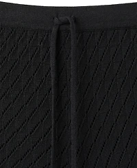 Mango Women's Pull-On Straight-Leg Lace-Accented Knit Pants