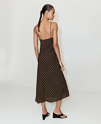Mango Women's Floral Midi Thin-Strap V-Neck Dress