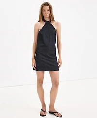 Mango Women's Halter Neck Open-Back Denim Dress