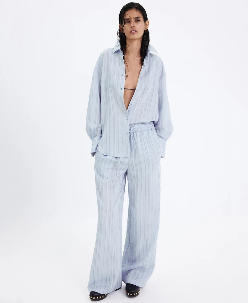 Mango Women's Wide-Leg Striped Pants