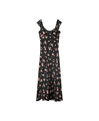 Mango Women's Short-Sleeve V-Neck Floral-Print Midi Dress