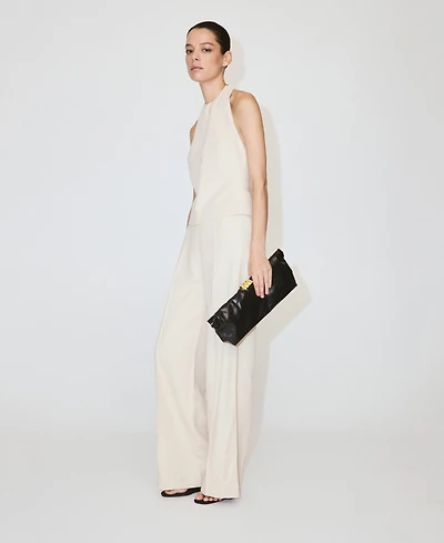 Mango Women's Combined Halter Open-Back Wide-Leg Jumpsuit