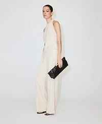 Mango Women's Combined Halter Open-Back Wide-Leg Jumpsuit