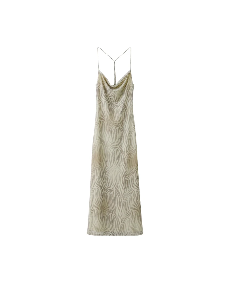 Mango Women's Draped Zebra-Print Midi Dress