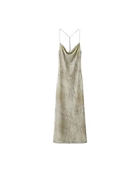 Mango Women's Draped Zebra-Print Midi Dress