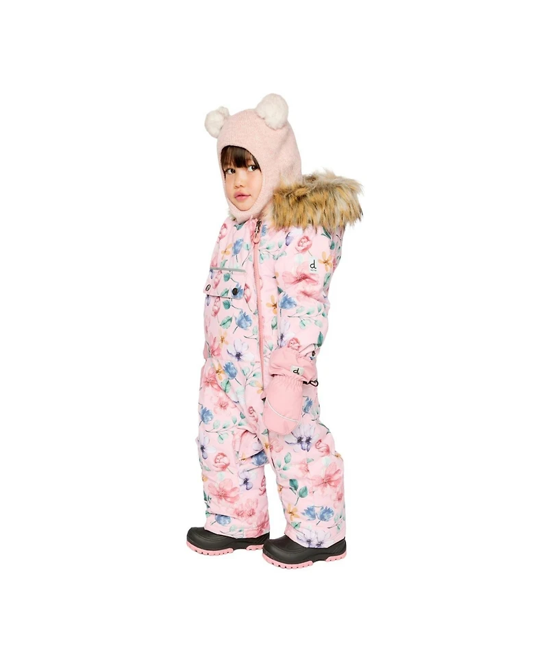 Deux par Baby Girls One Piece Snowsuit Adapted for Car Seats Floral Print