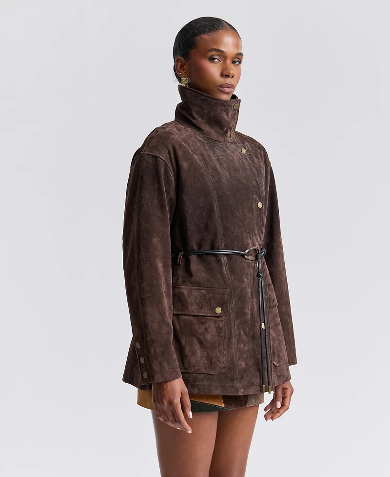 Avec Les Filles Women's Belted Suede Jacket