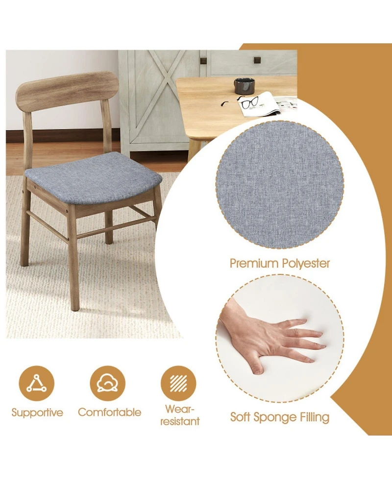 Sugift Armless Fabric Upholstered Dining Chairs Set of 4 with Curved Back