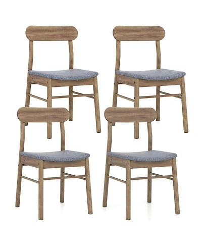 Sugift Armless Fabric Upholstered Dining Chairs Set of 4 with Curved Back