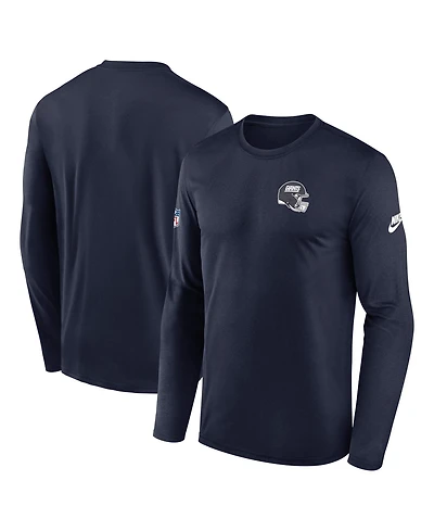 Nike Men's Navy New York Giants Legend Small Logo Dri-fit Long Sleeve T-Shirt