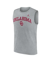 Jordan Men's Heather Gray Oklahoma Sooners Primetime Legend Arch Dri-fit Muscle Tank Top