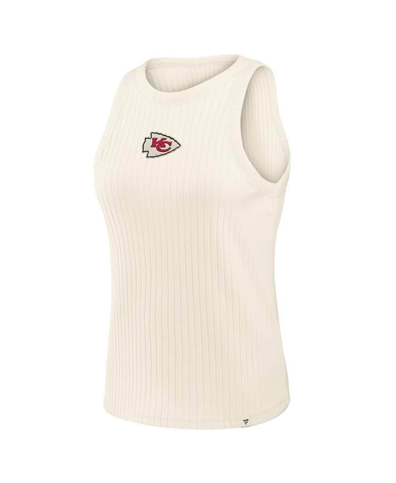 Fanatics Women's Cream Kansas City Chiefs Star Play Tri-Blend Ribbed Tank Top